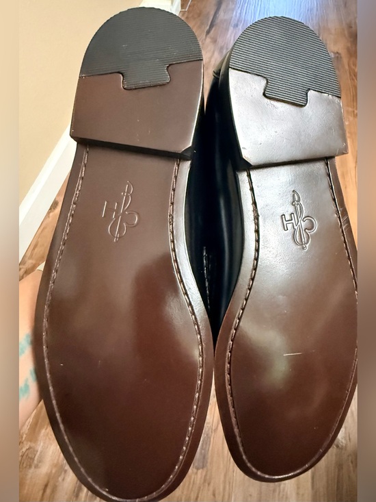Cole Haan Black Leather Tassel Penny Loafers